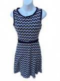 Max Studio Navy White Fit & Flare Dress XS