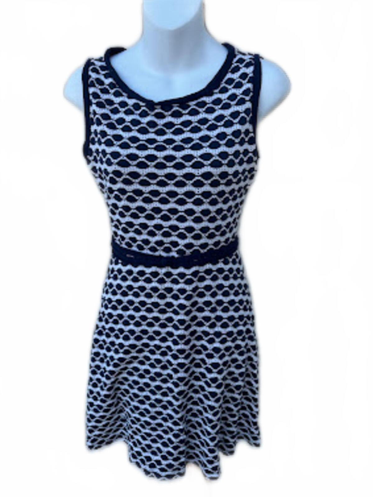 Max Studio Navy White Fit & Flare Dress XS
