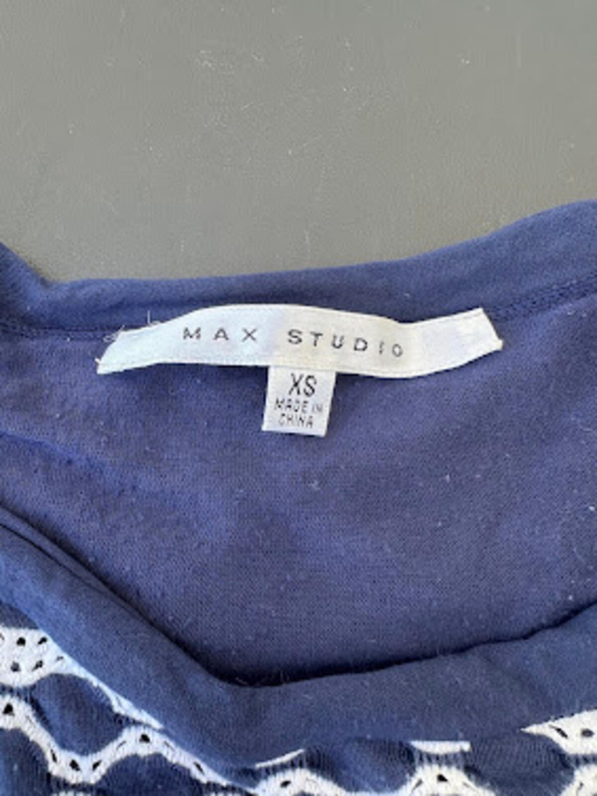 Max Studio Navy White Fit & Flare Dress XS