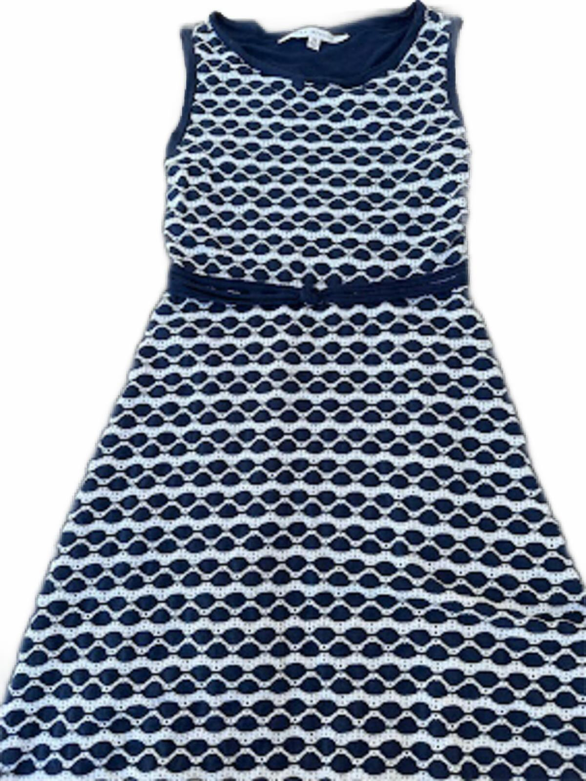 Max Studio Navy White Fit & Flare Dress XS