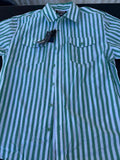 Contender Green White Stripe Button Shirt NWT large