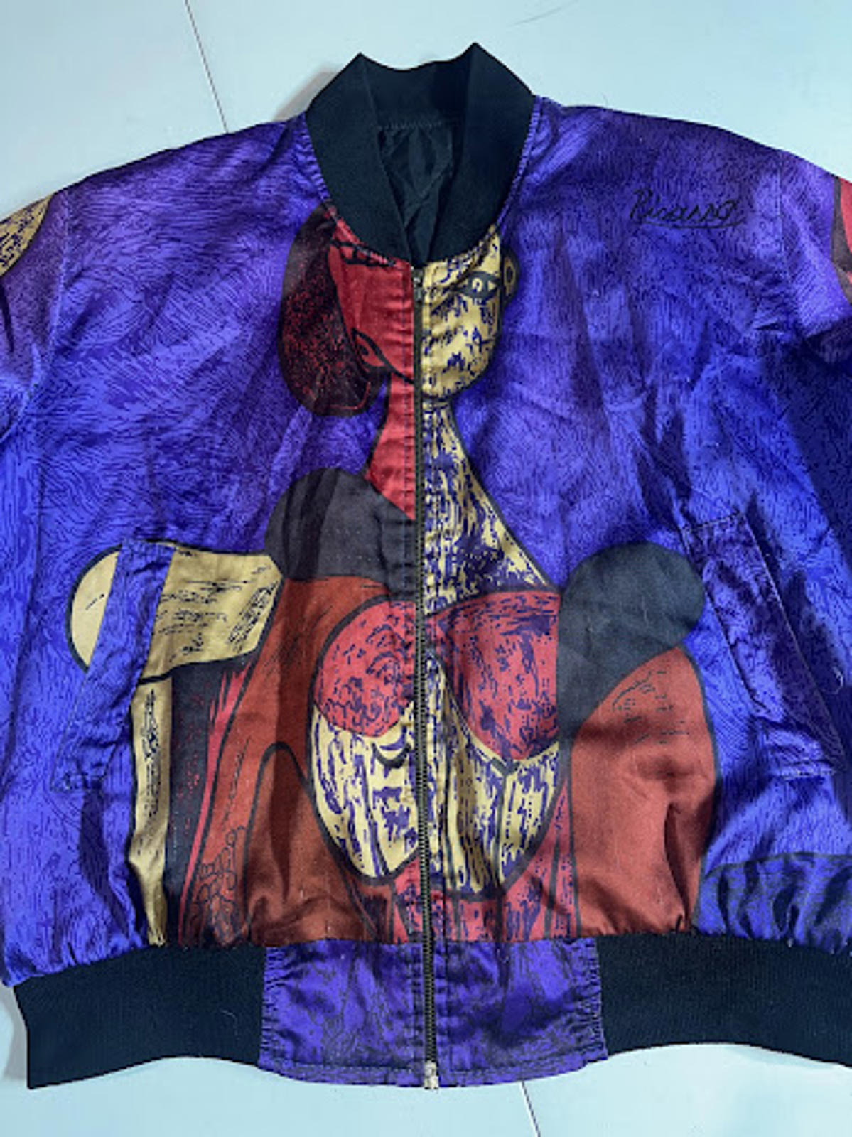 Vintage 90s Abstract Art Print Bomber Jacket Colorful