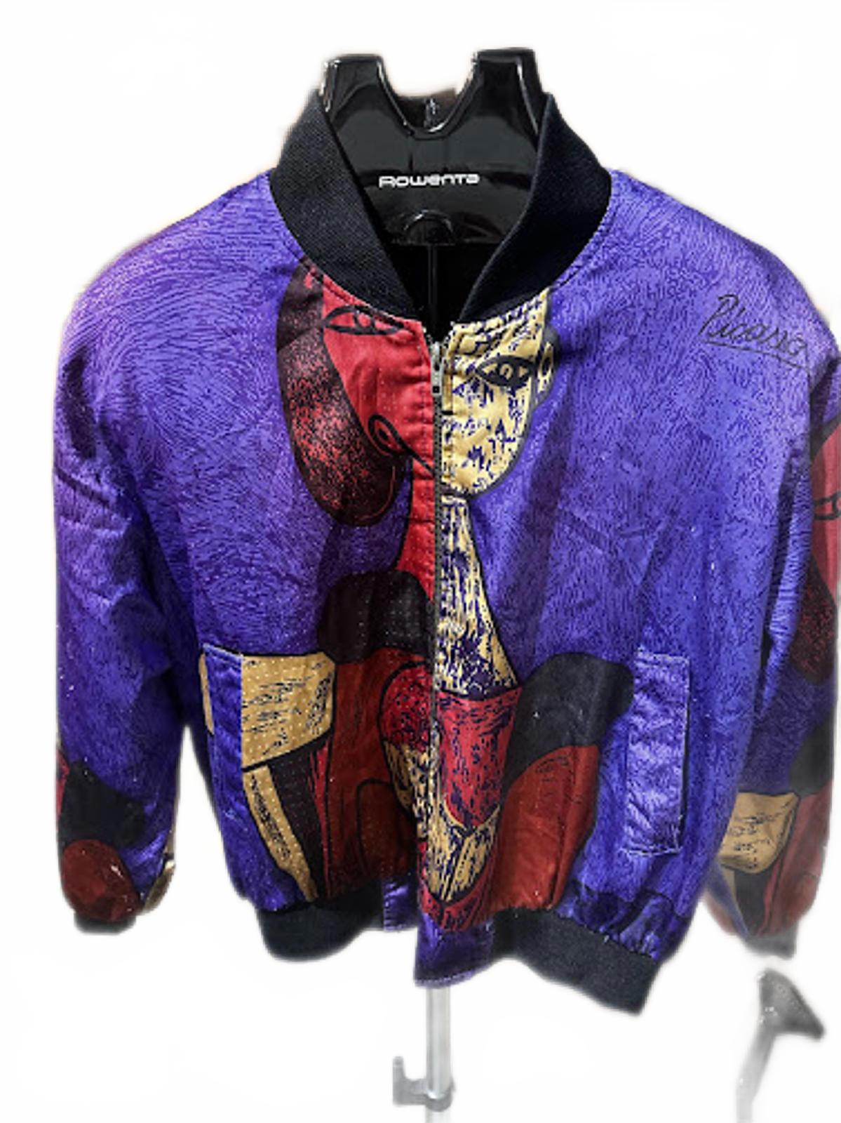 Vintage 90s Abstract Art Print Bomber Jacket Colorful