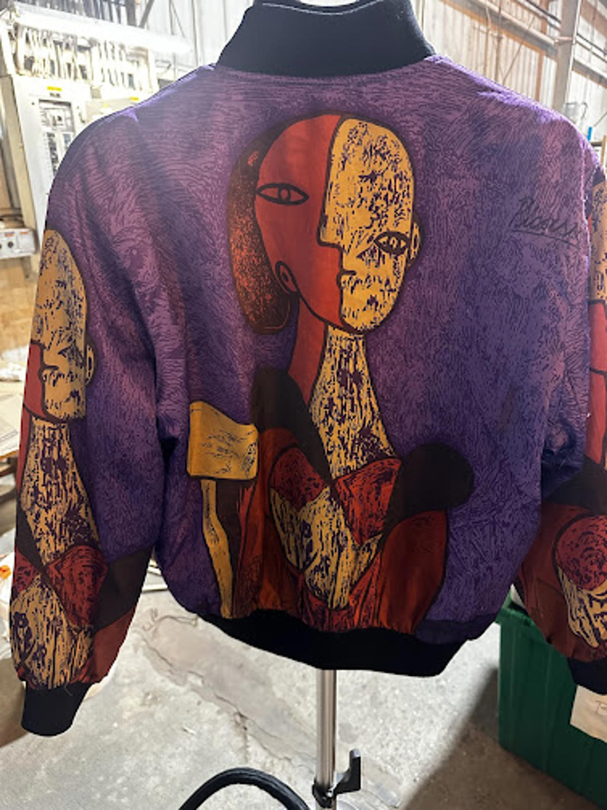 Vintage 90s Abstract Art Print Bomber Jacket Colorful