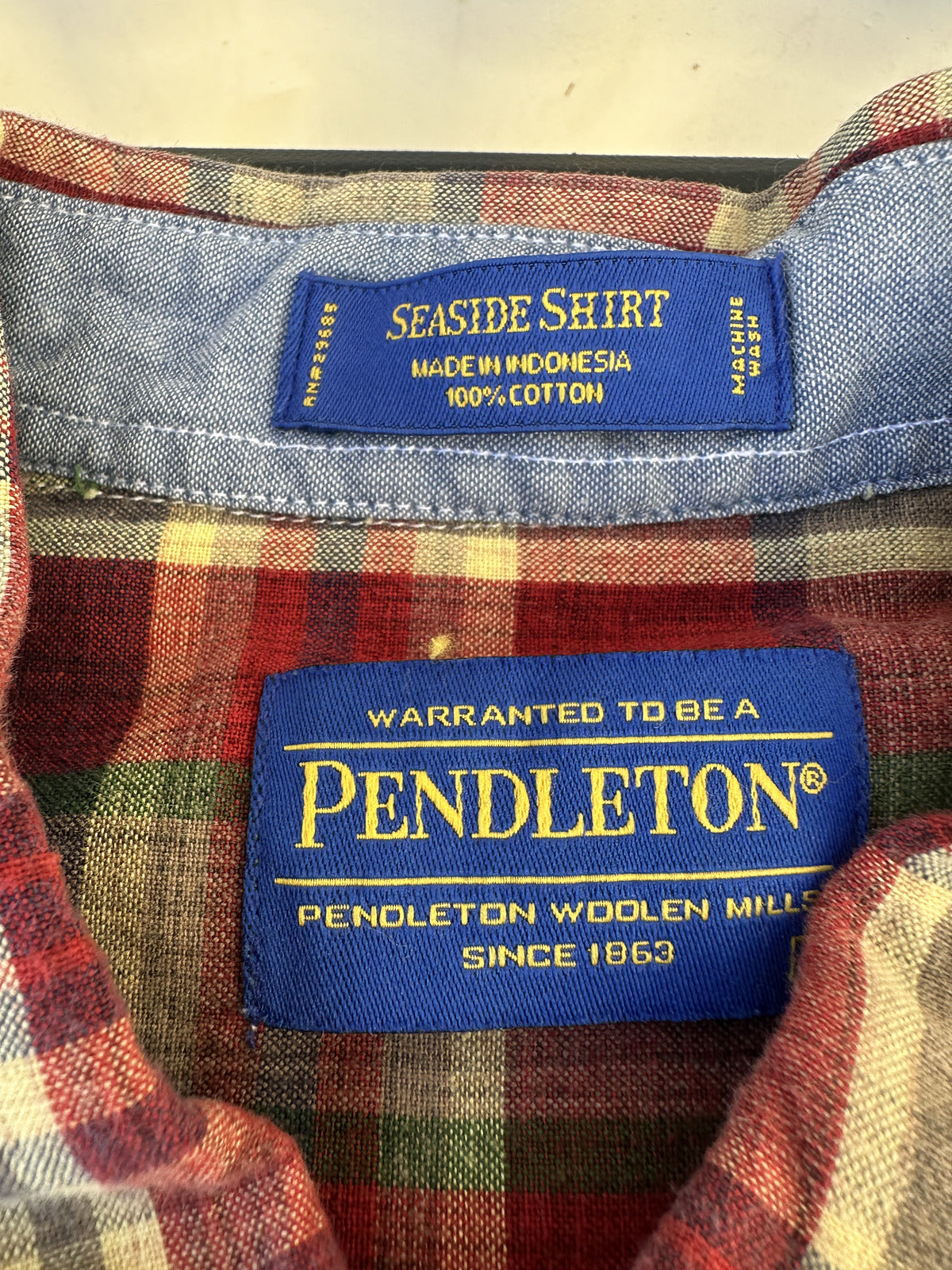 Pendleton Seaside Shirt Plaid Cotton Medium