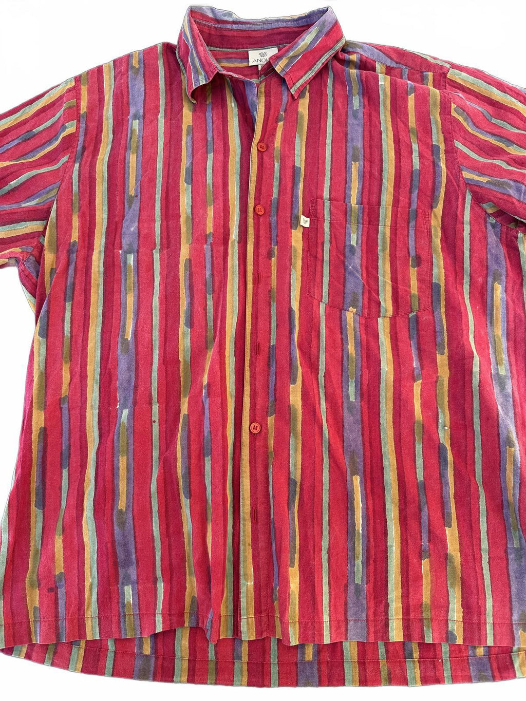 ANOKHI India Red Striped Cotton Shirt XL