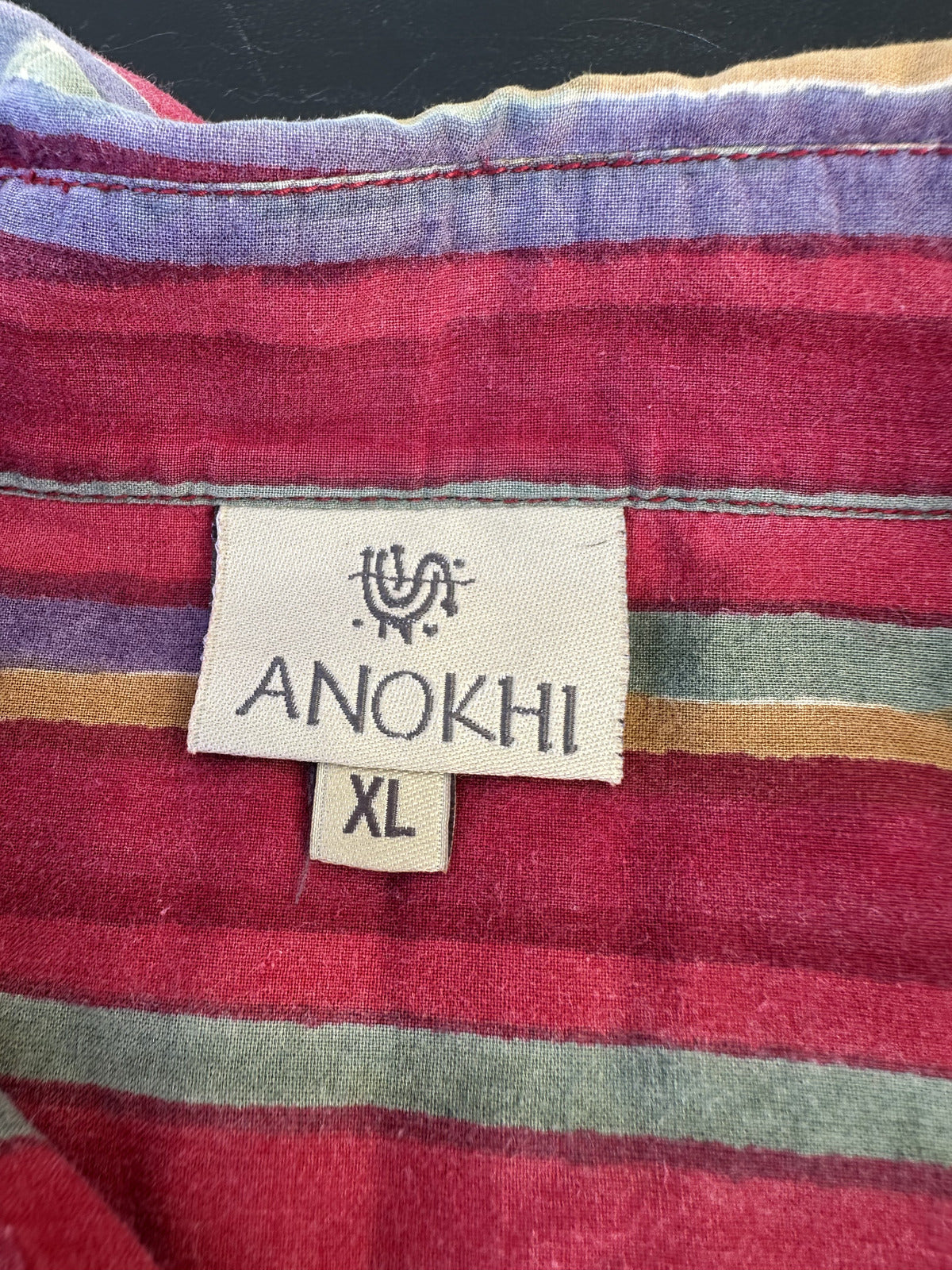 ANOKHI India Red Striped Cotton Shirt XL