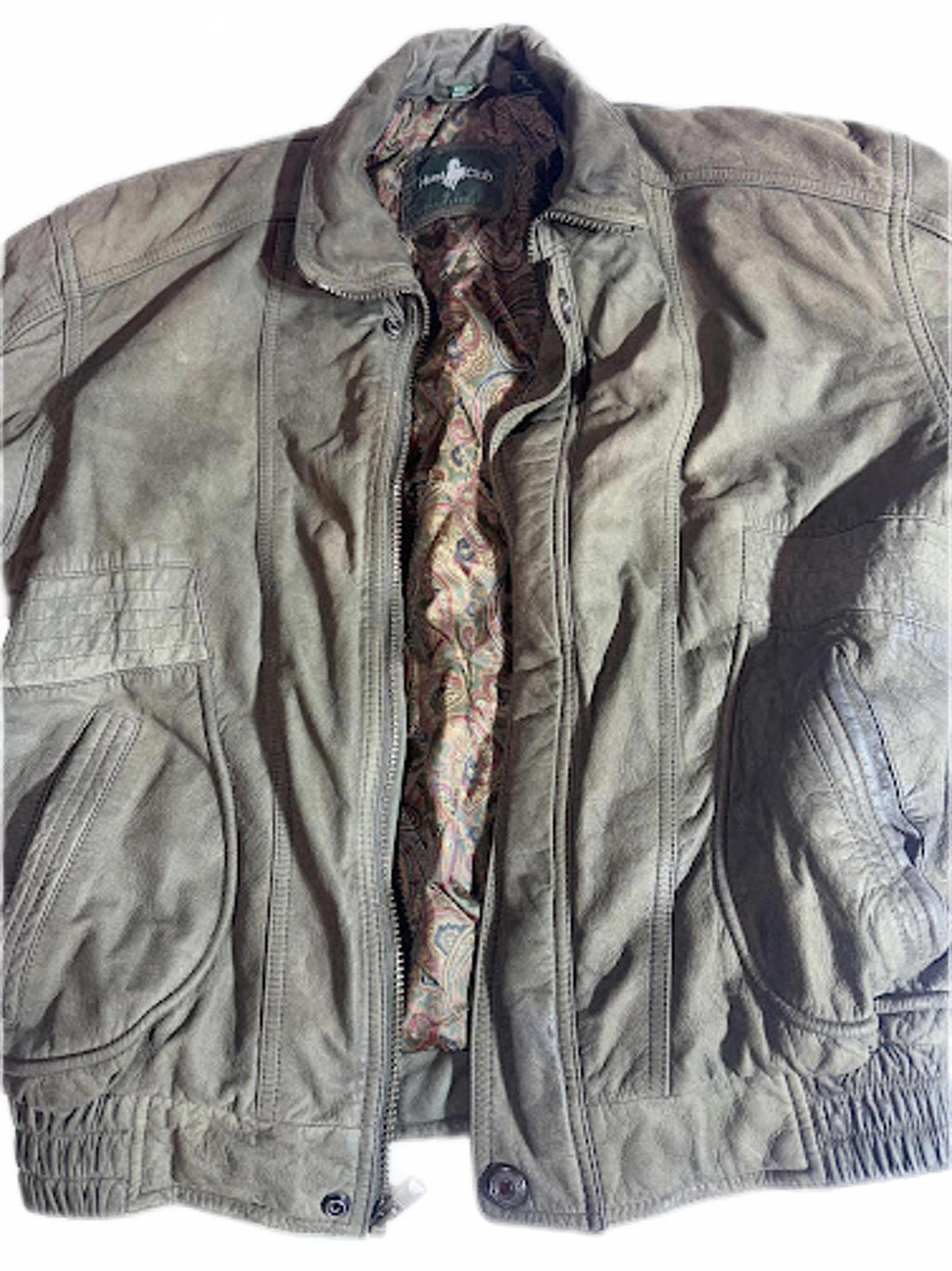Vintage Hunt Club Leather Bomber Paisley Lined Medium