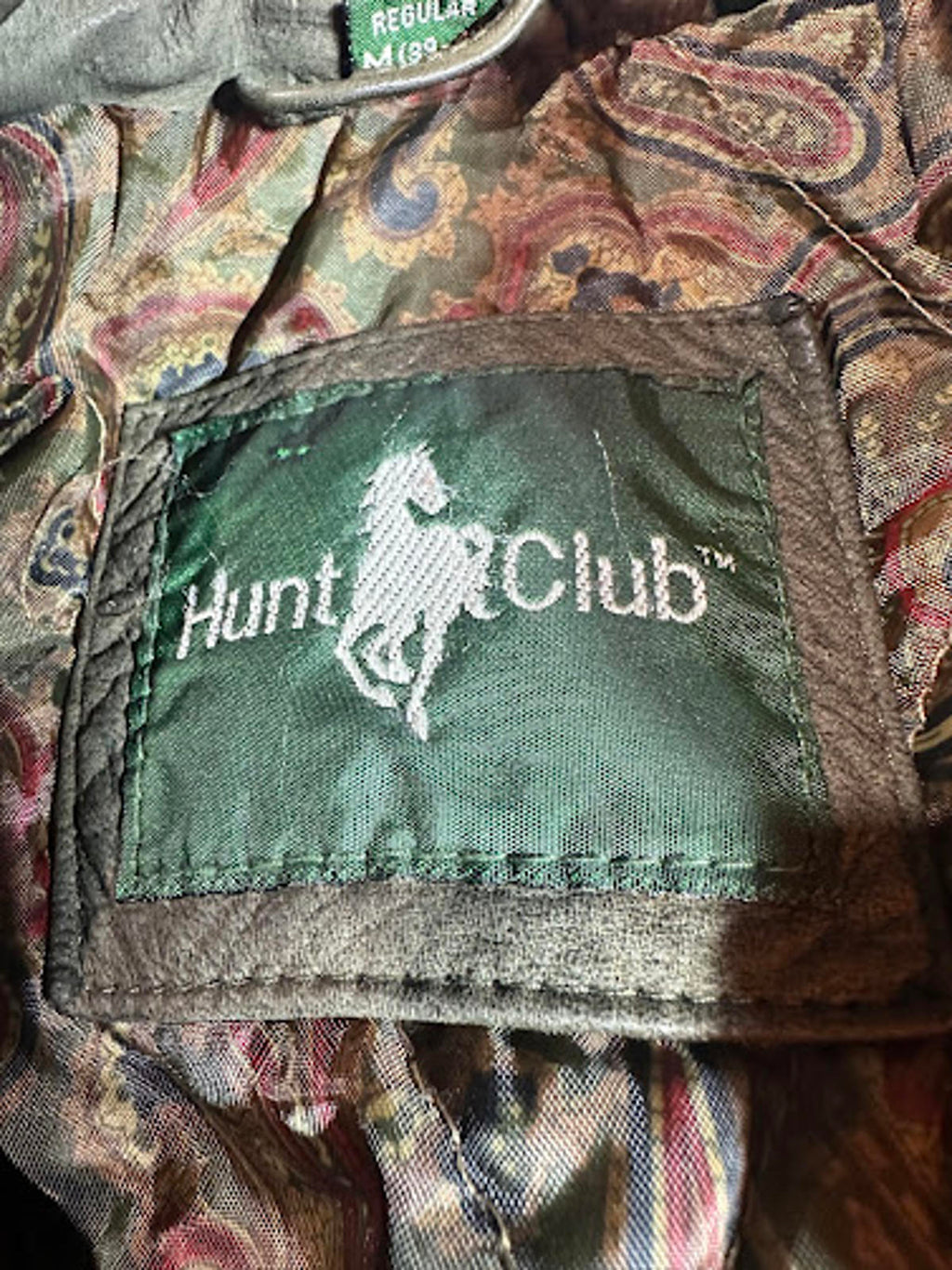 Vintage Hunt Club Leather Bomber Paisley Lined Medium
