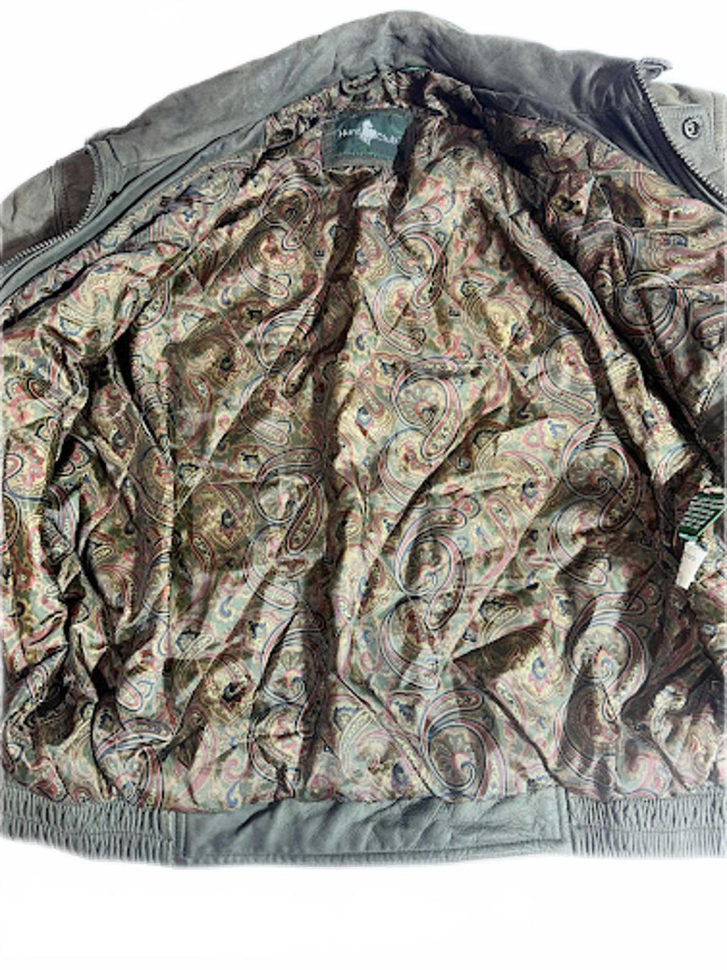 Vintage Hunt Club Leather Bomber Paisley Lined Medium