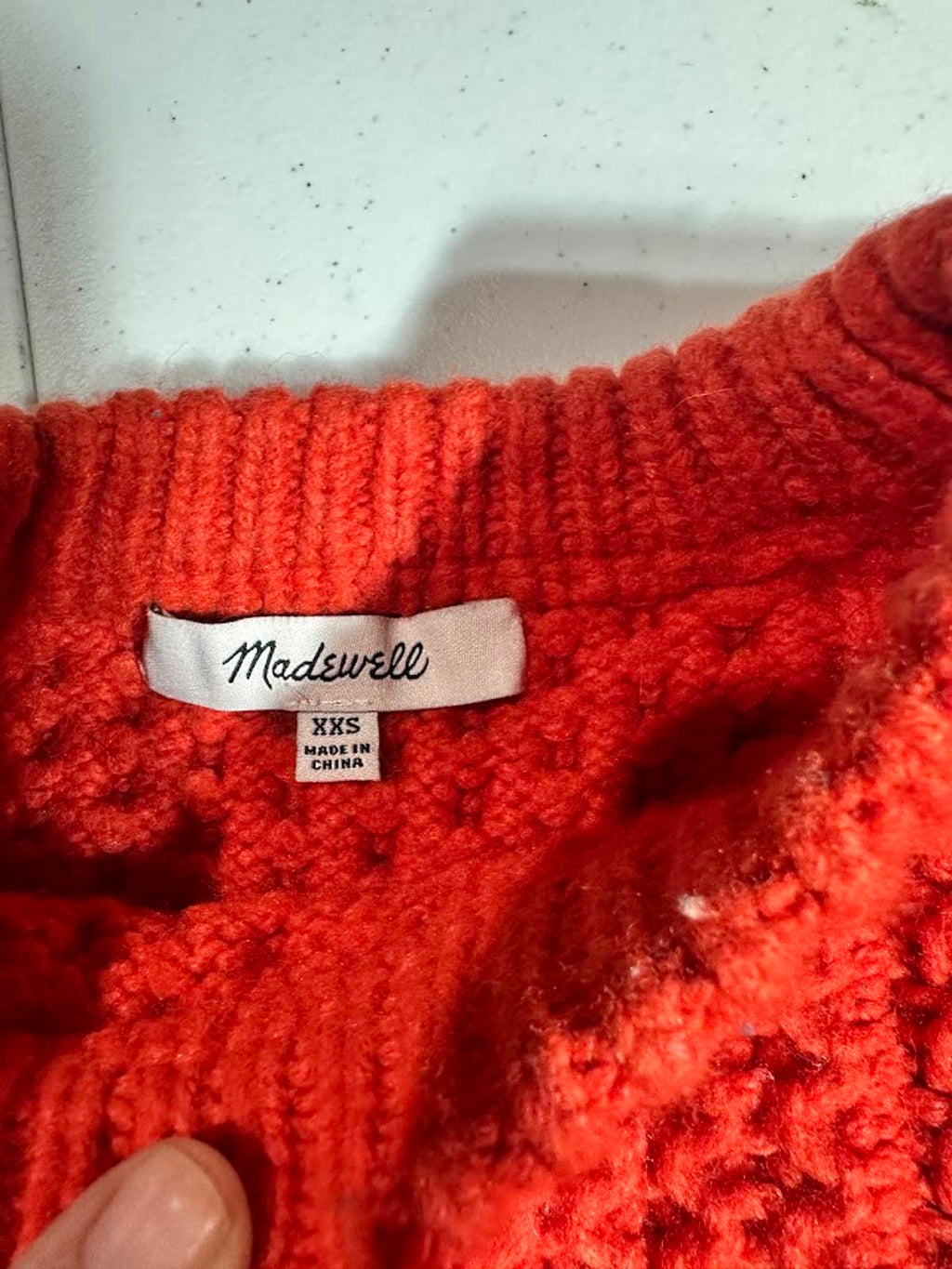 Madewell Orange Cable Knit Merino Alpaca Sweater XXS