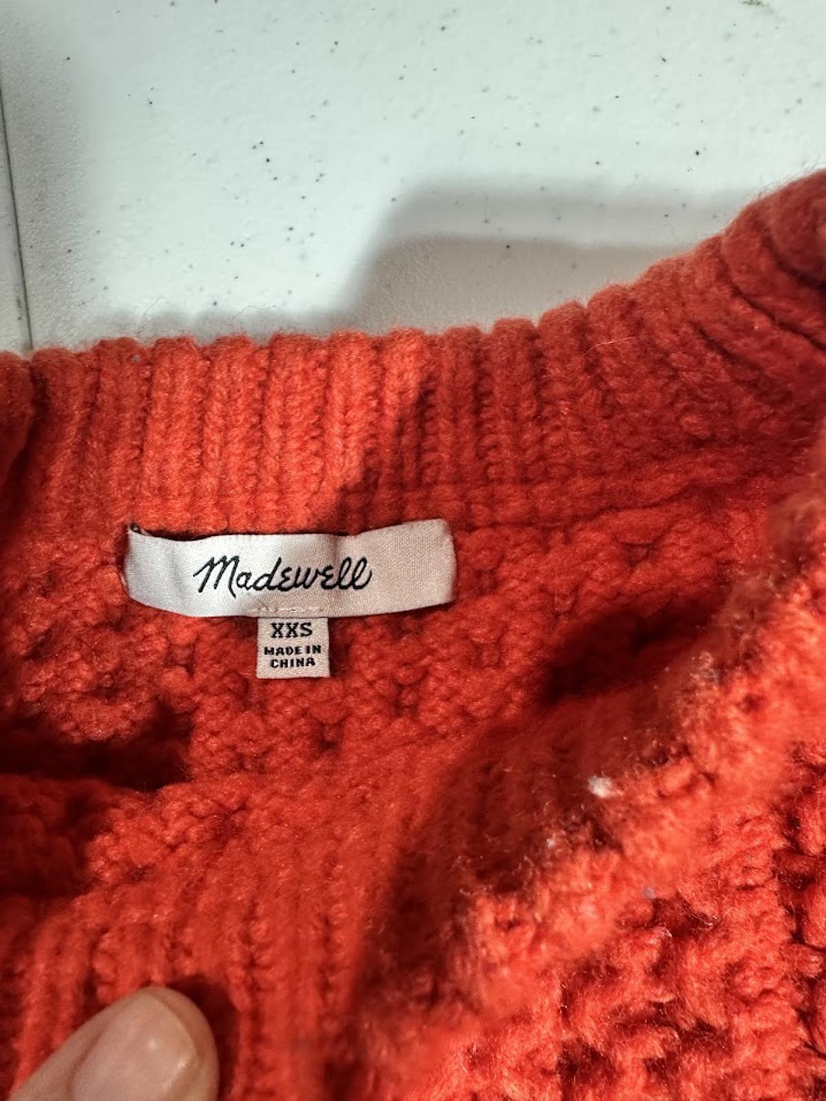 Madewell Orange Cable Knit Merino Alpaca Sweater XXS