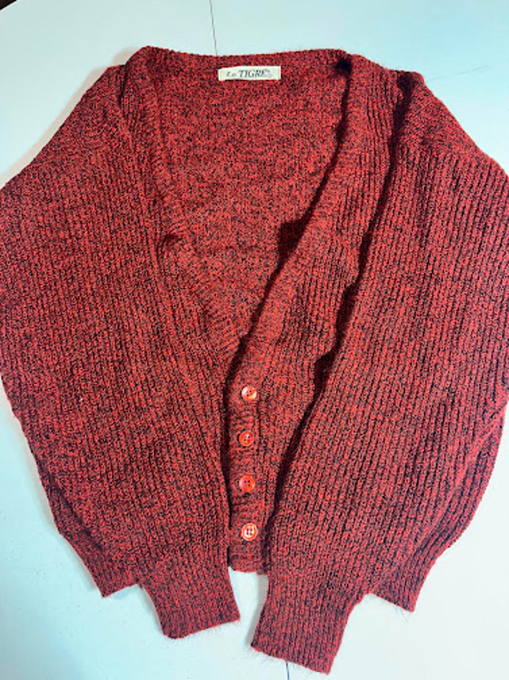 Le Tigre Vintage Red Knit Cardigan – USA Made