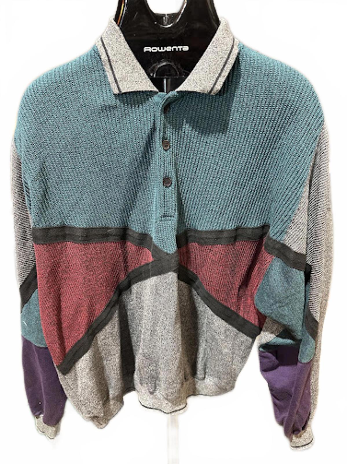 Vintage 90s Color Block Knit Man's Pullover Oversized XL