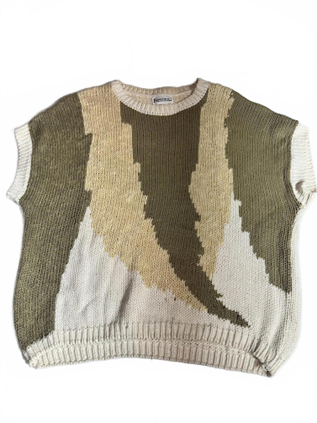 Vintage Abstract Knit Sweater Vest Ramie Cotton | Korea