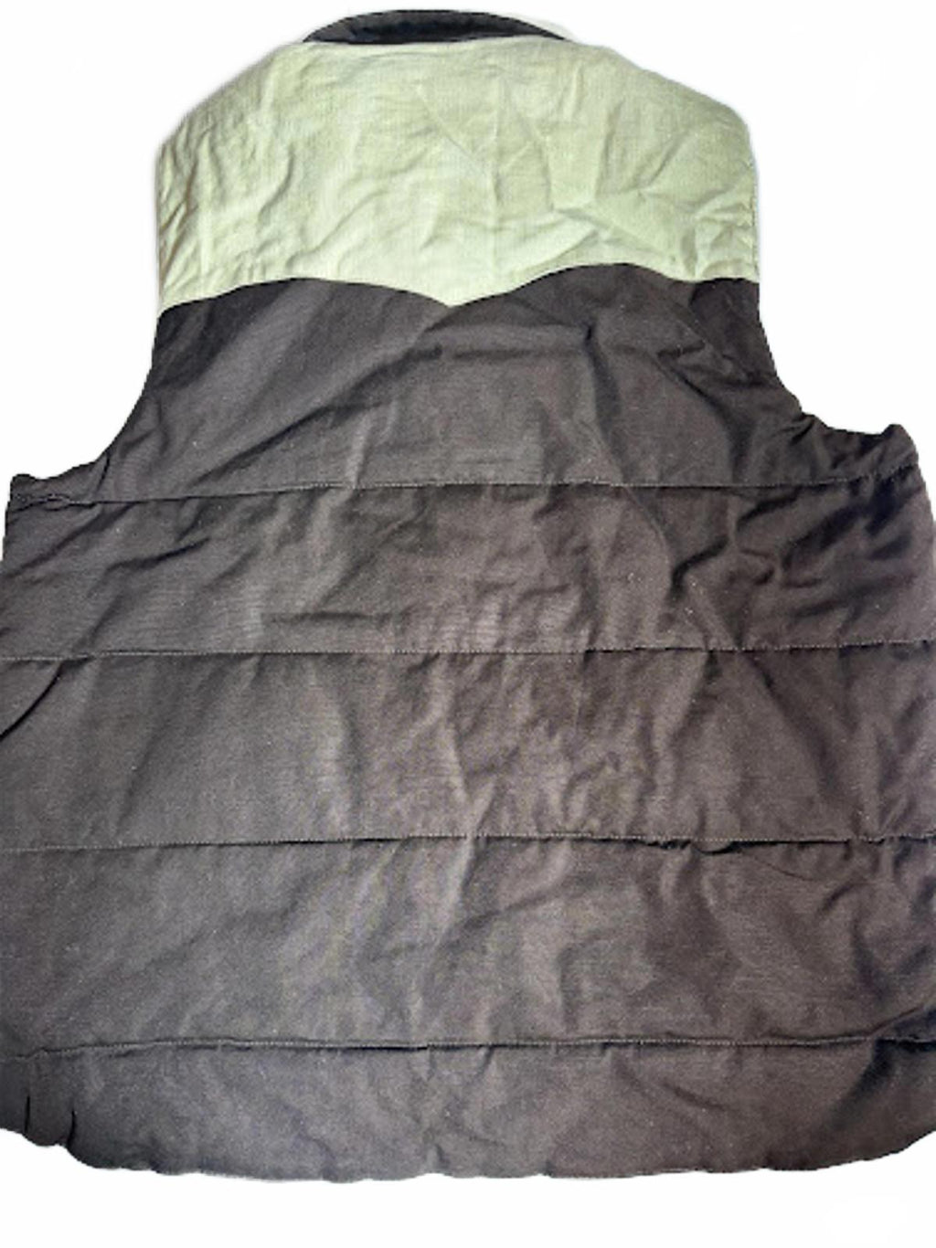 Vintage Blue Sky Quilted Snap Vest Brown Cream