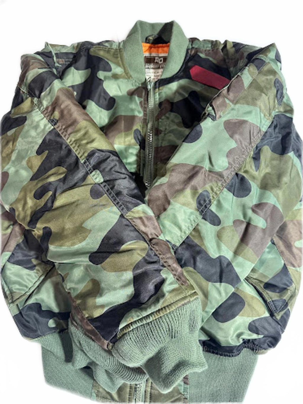 Camo Bomber Jacket Orange Lining MA-1 Style Medium