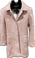 Vintage Pink Tweed Long Coat Satin Lined Medium