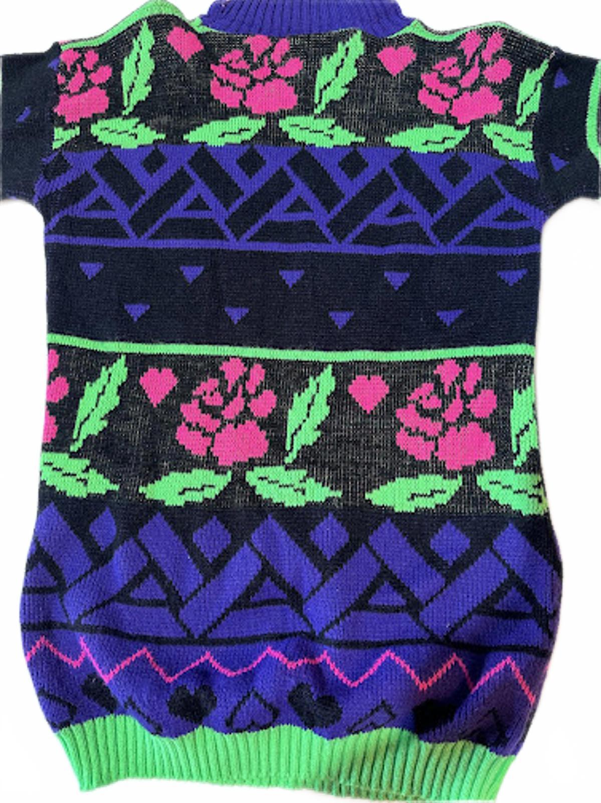 Vintage Picomo USA Neon Graphic Knit Sweater