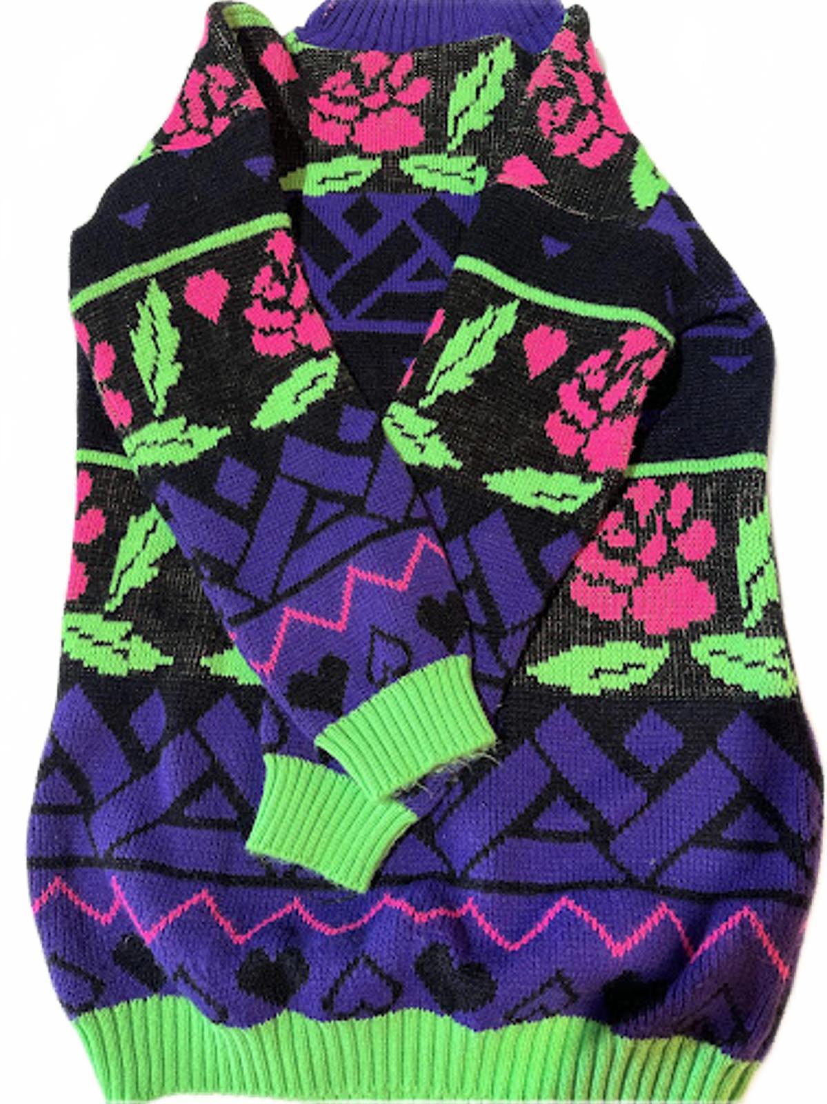 Vintage Picomo USA Neon Graphic Knit Sweater