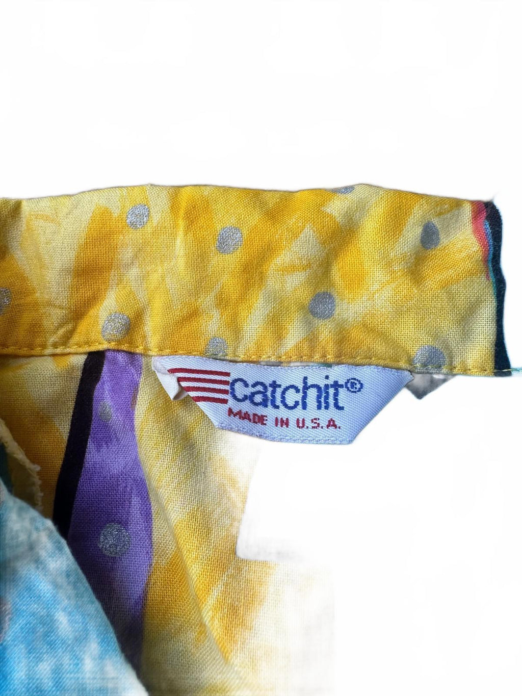 Vintage “Catchit” Made in USA Button-Down Shirt — Bold 80s Geometric Print