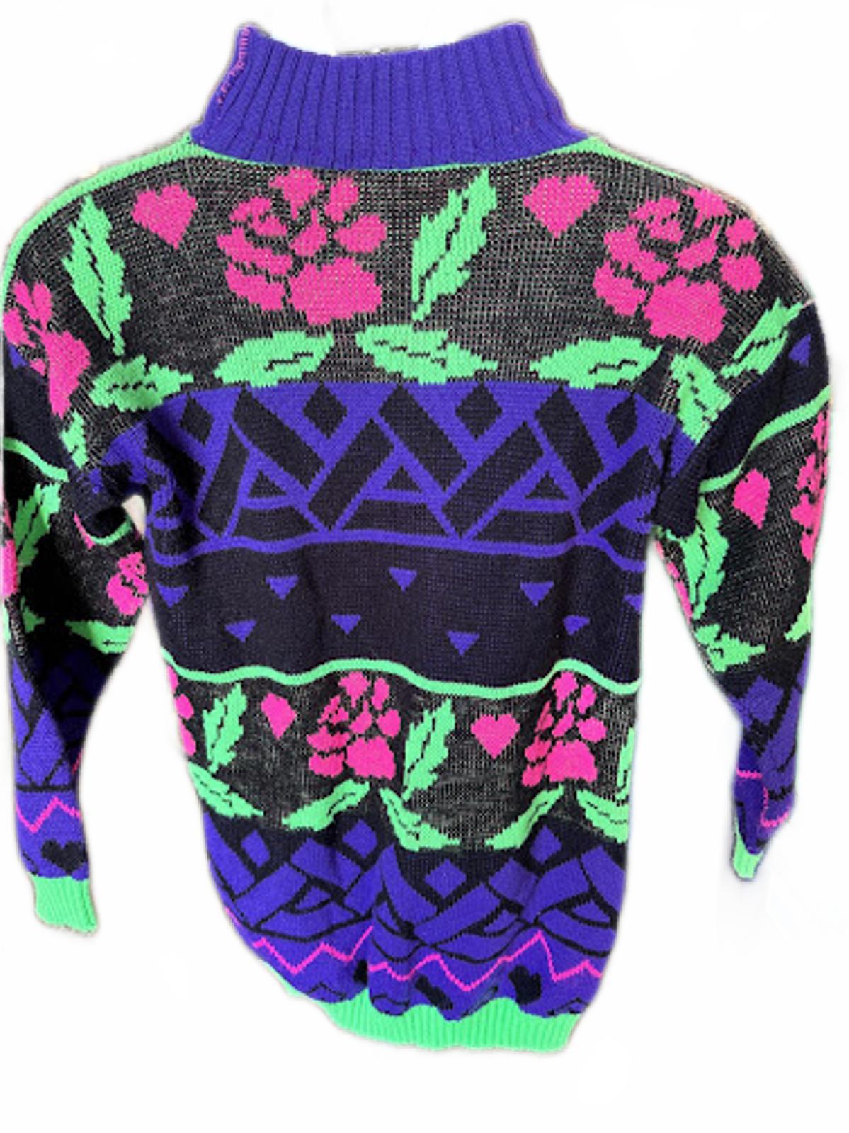 Vintage Picomo USA Neon Graphic Knit Sweater