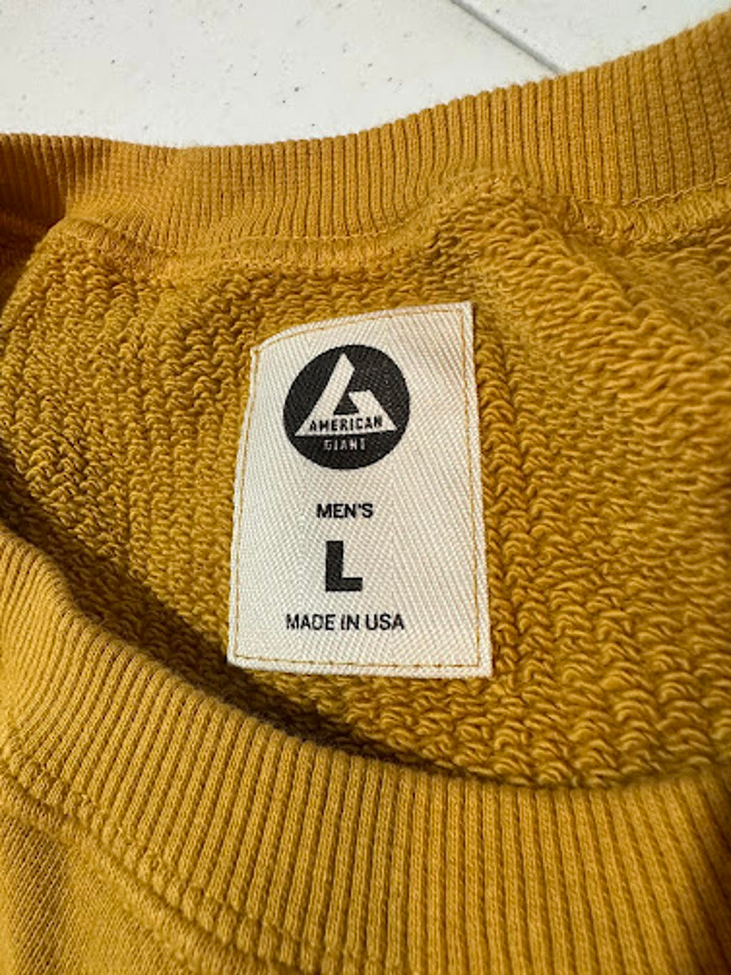 American Giant Made USA Mustard Crewneck Sweatshirt L
