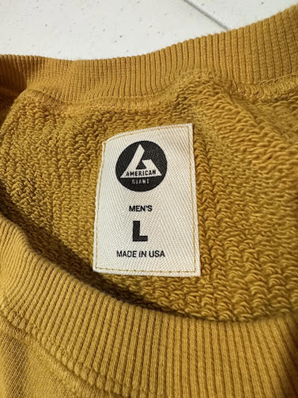 American Giant Made USA Mustard Crewneck Sweatshirt L