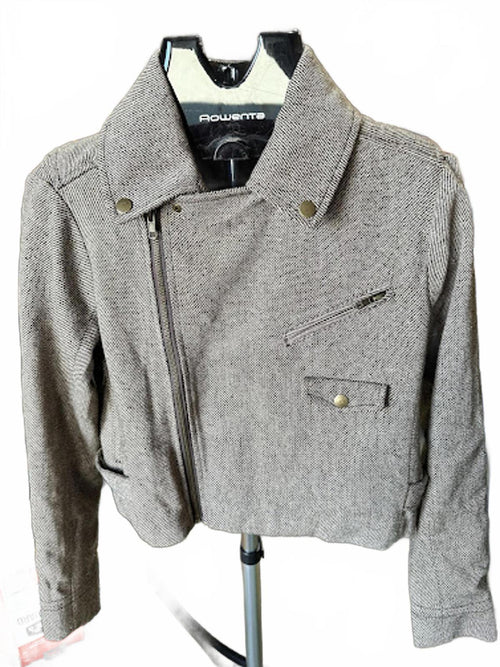 Brooklyn Industries Cropped Moto Jacket Brown Twill XS