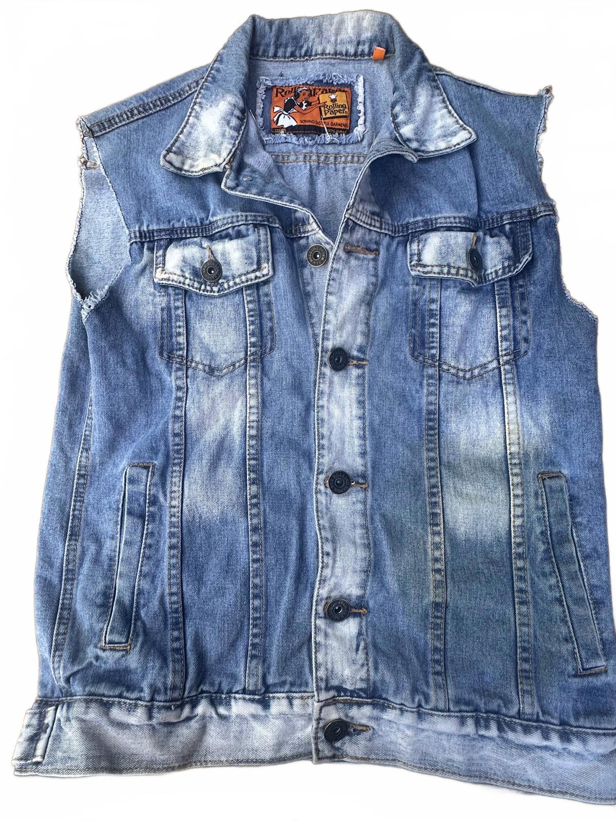Rolling Papers Denim Vest Sleeveless Jean Jacket