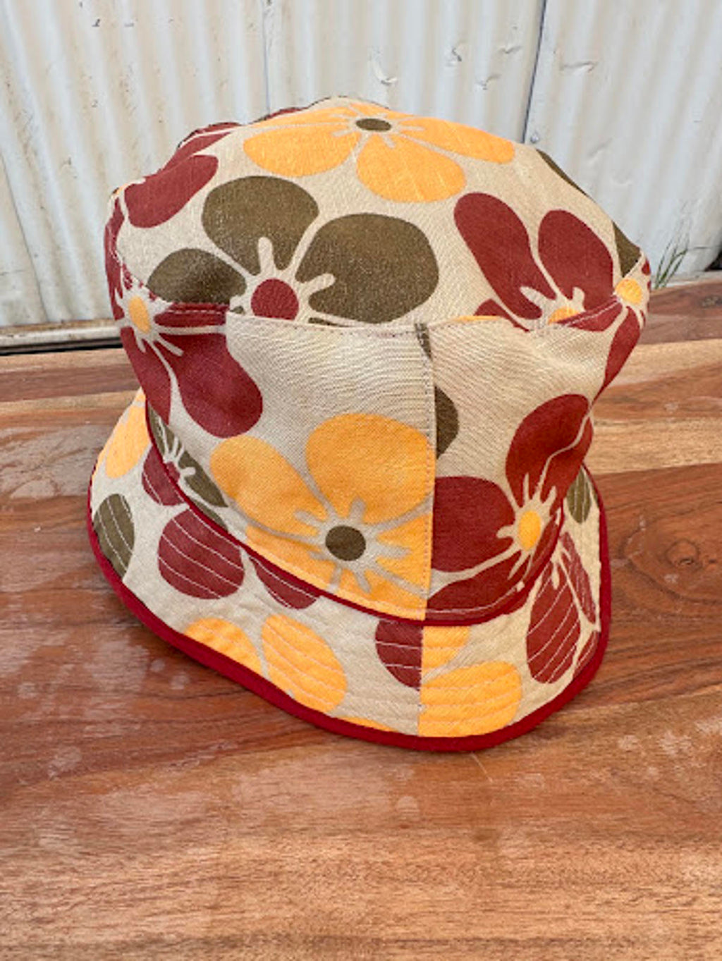 Vintage 1970s Floral Bucket Hat Mod Flower Power