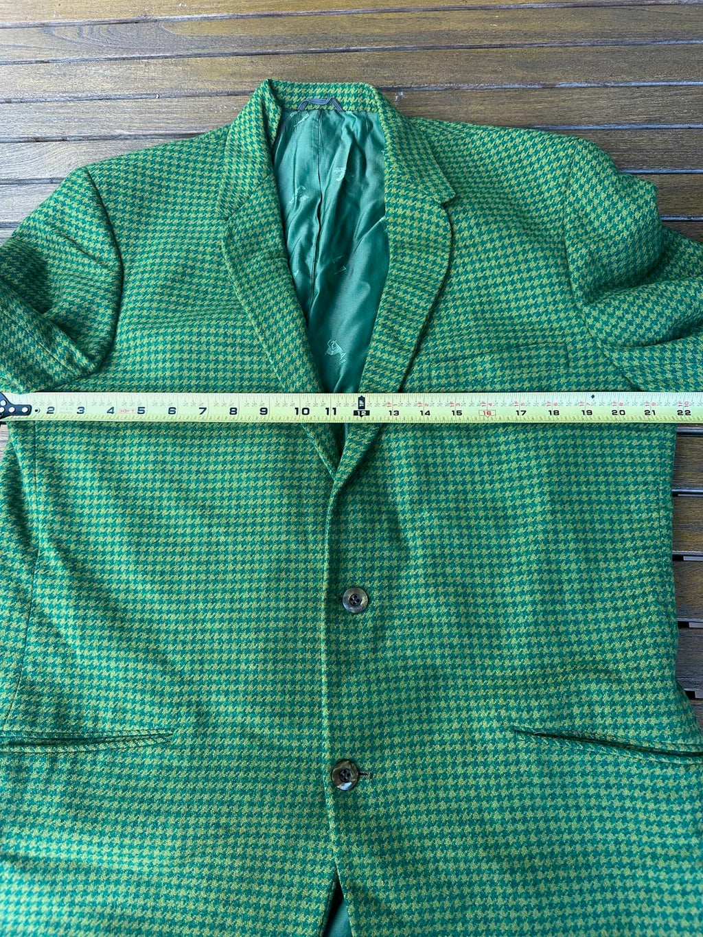 Vintage 1960s Smith’s 100% Cashmere Green Houndstooth Blazer