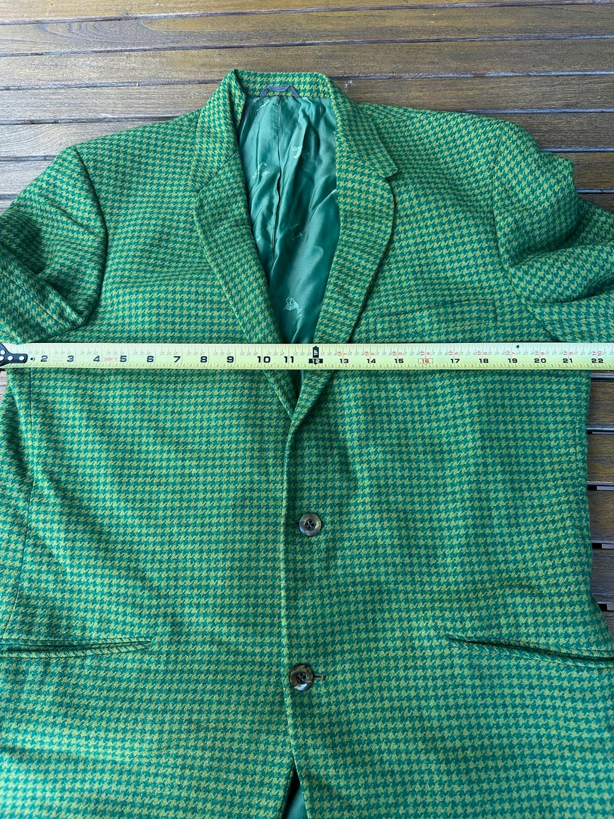 Vintage 1960s Smith’s 100% Cashmere Green Houndstooth Blazer