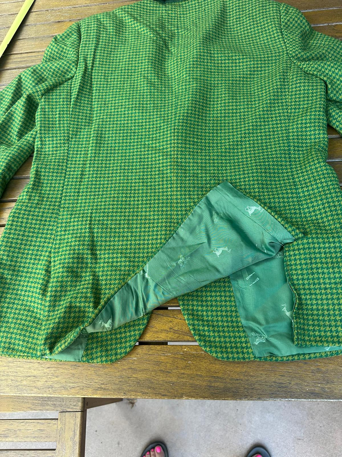 Vintage 1960s Smith’s 100% Cashmere Green Houndstooth Blazer