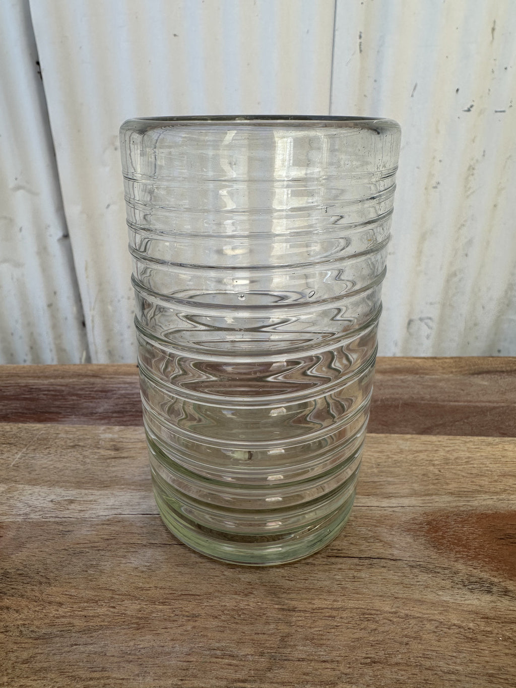 Set of 3 Vintage Ribbed Drinking Glasses