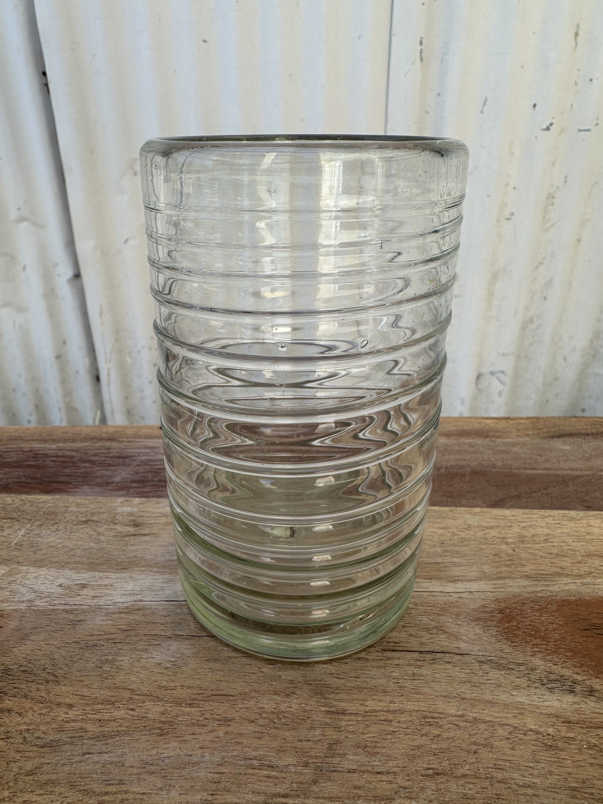 Set of 3 Vintage Ribbed Drinking Glasses