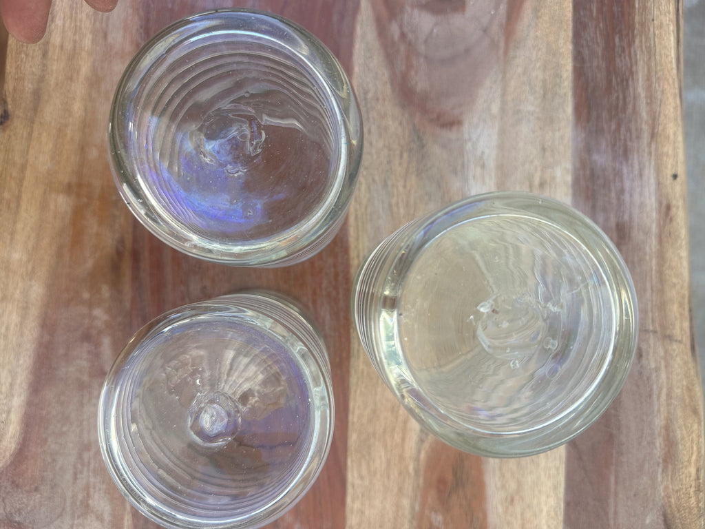 Set of 3 Vintage Ribbed Drinking Glasses