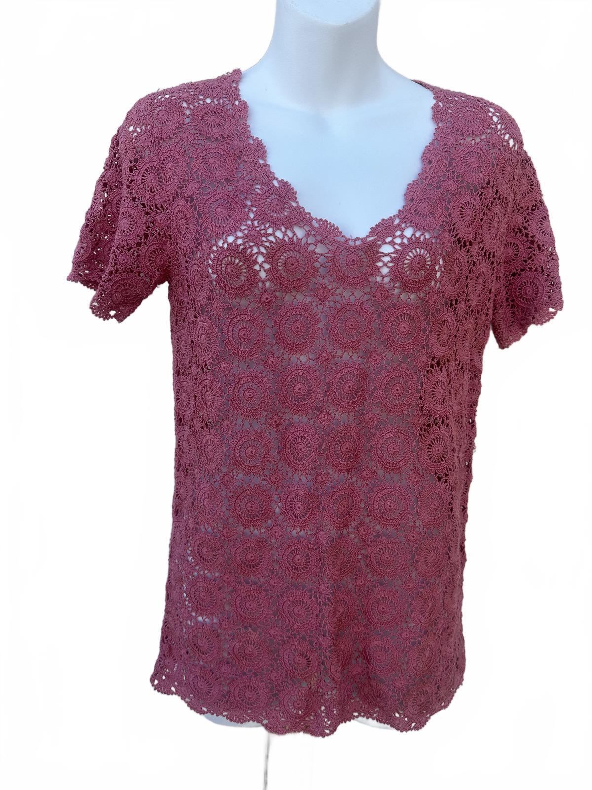 Vintage Pink Hand Crocheted Lace Top