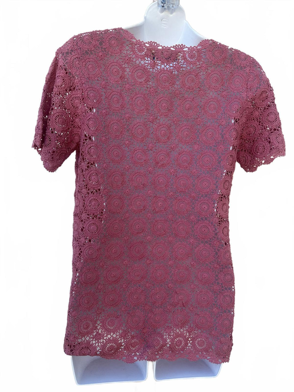 Vintage Pink Hand Crocheted Lace Top