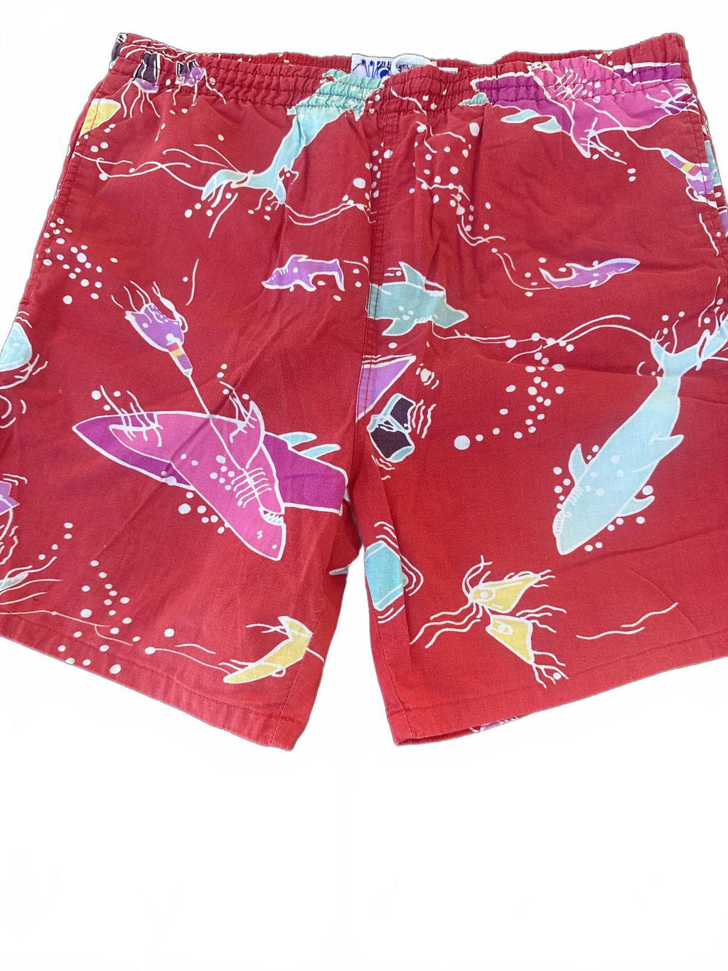 Vintage & Company Shark Print Swim Trunks Medium