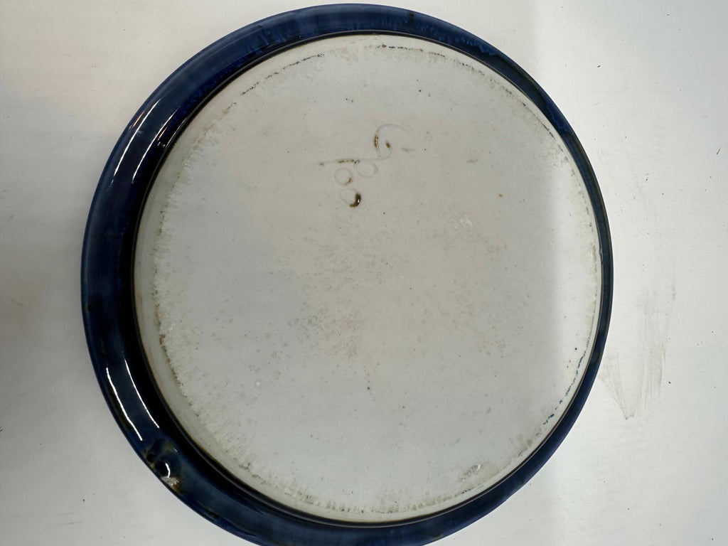 Vintage Blue Stoneware Salad Plate – 5" Mid-Century Modern Pottery