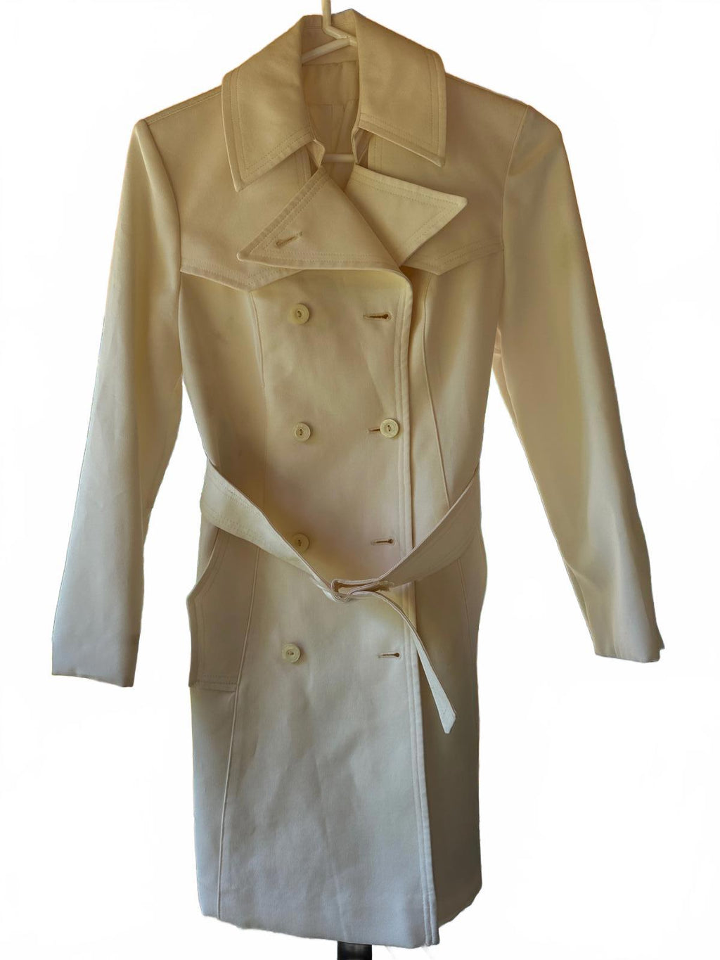 Women's Cream Double Breasted Belted Trench Coat XS or S