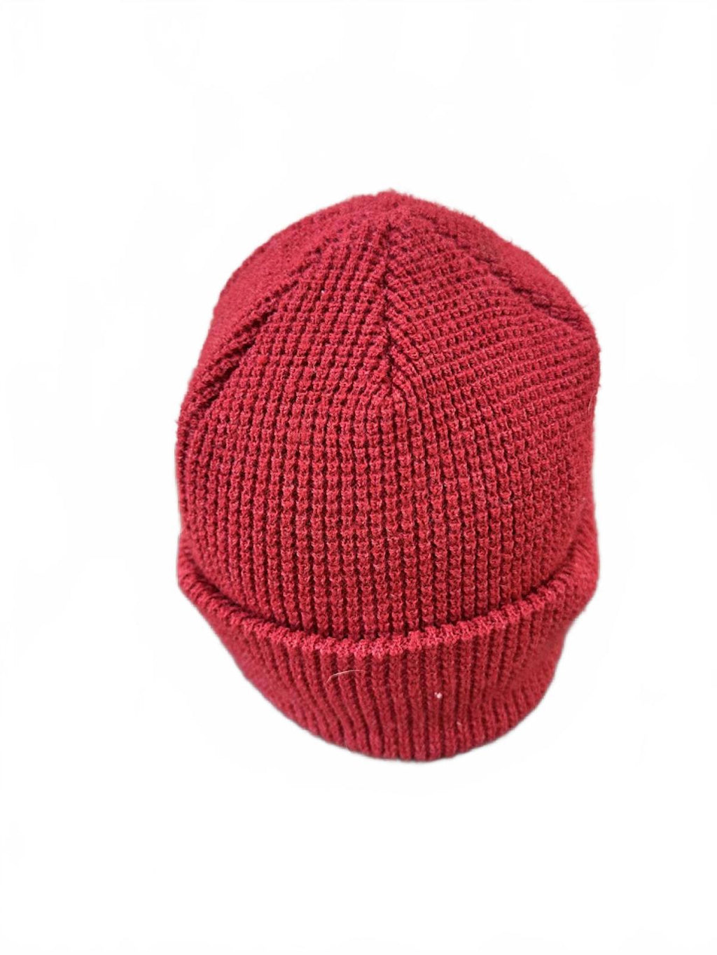 Red Waffle Knit Beanie Patch Logo
