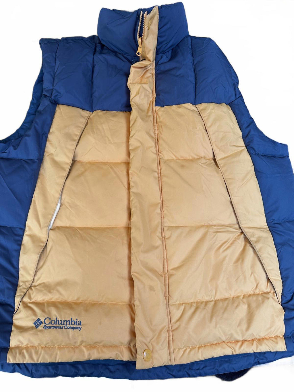 Columbia Men's Large Blue Tan Down Puffer Vest