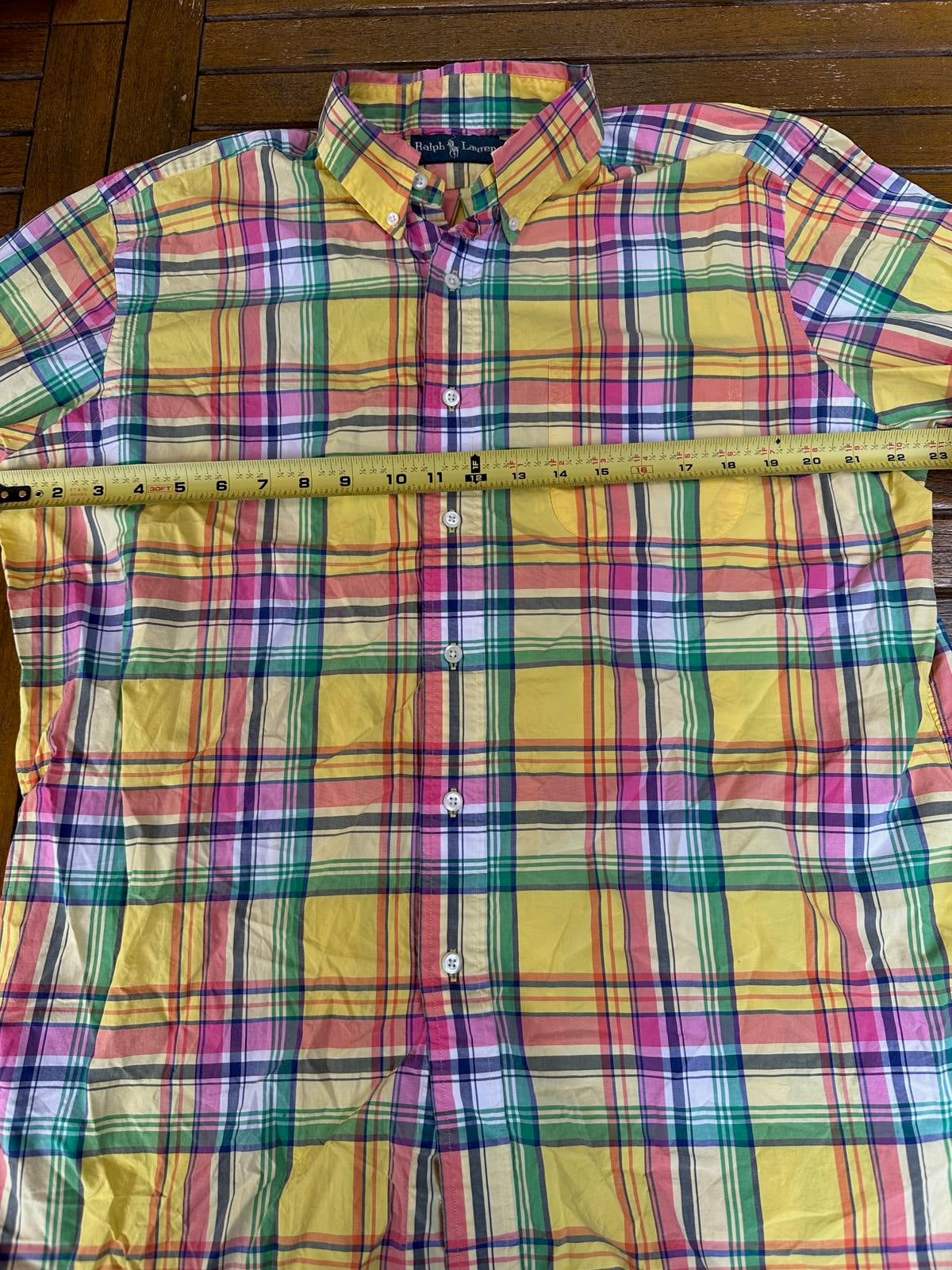 Ralph Lauren Men's Yellow Multicolor Plaid Shirt L