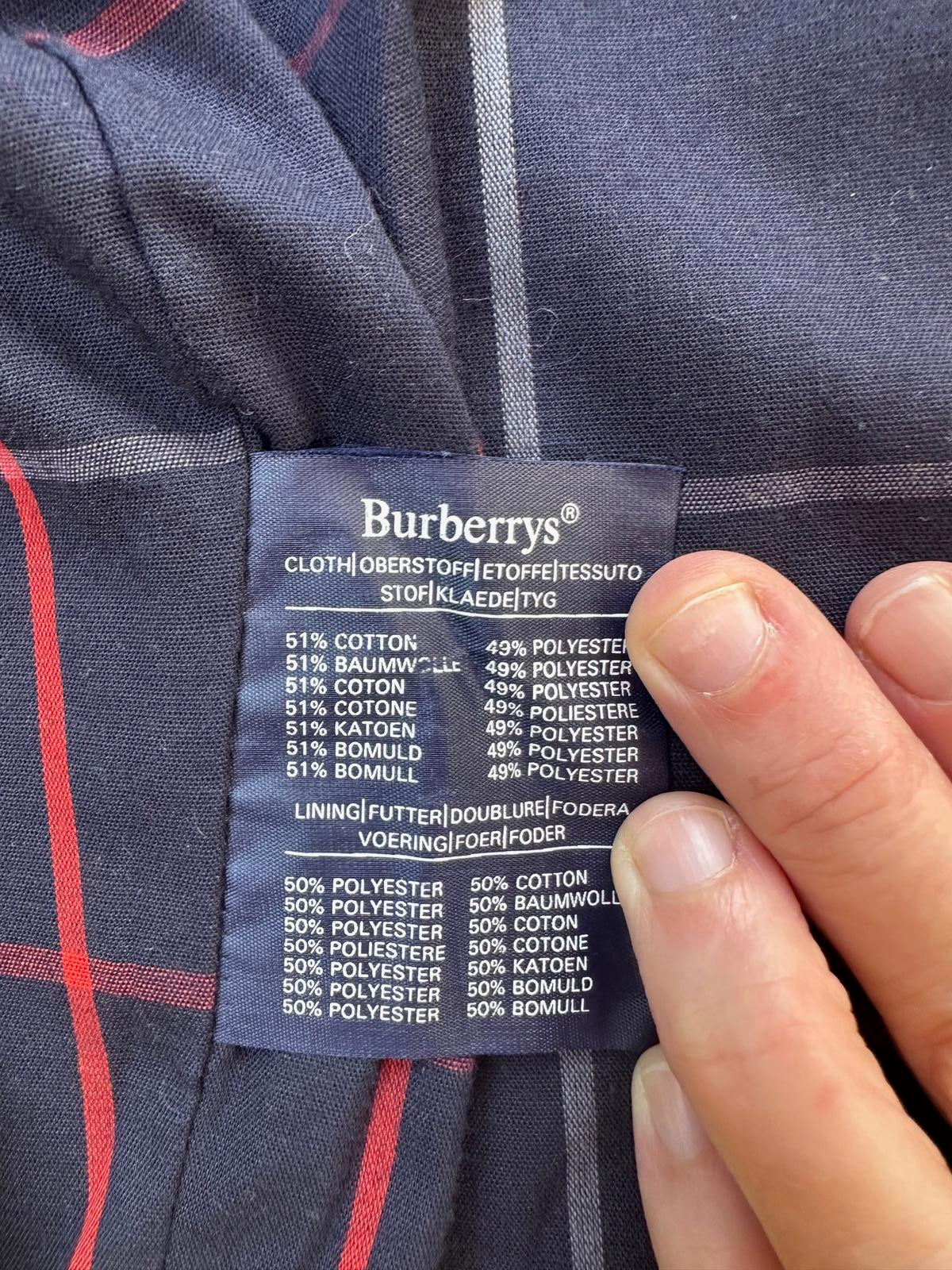 Vintage Burberrys Made in England Navy Car Coat Plaid Lining