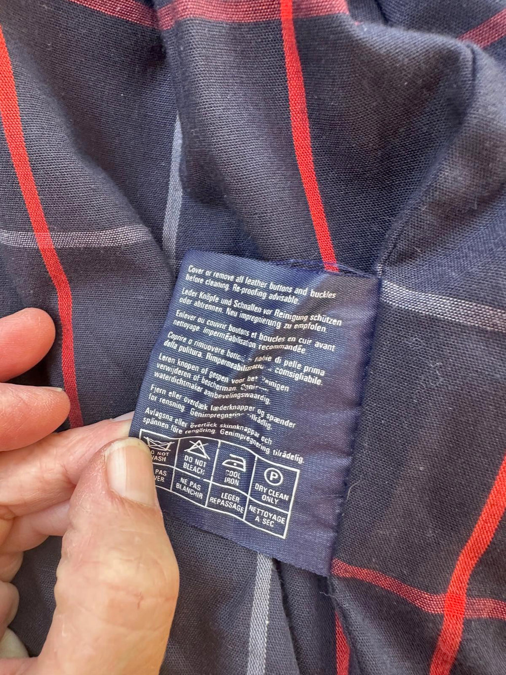 Vintage Burberrys Made in England Navy Car Coat Plaid Lining