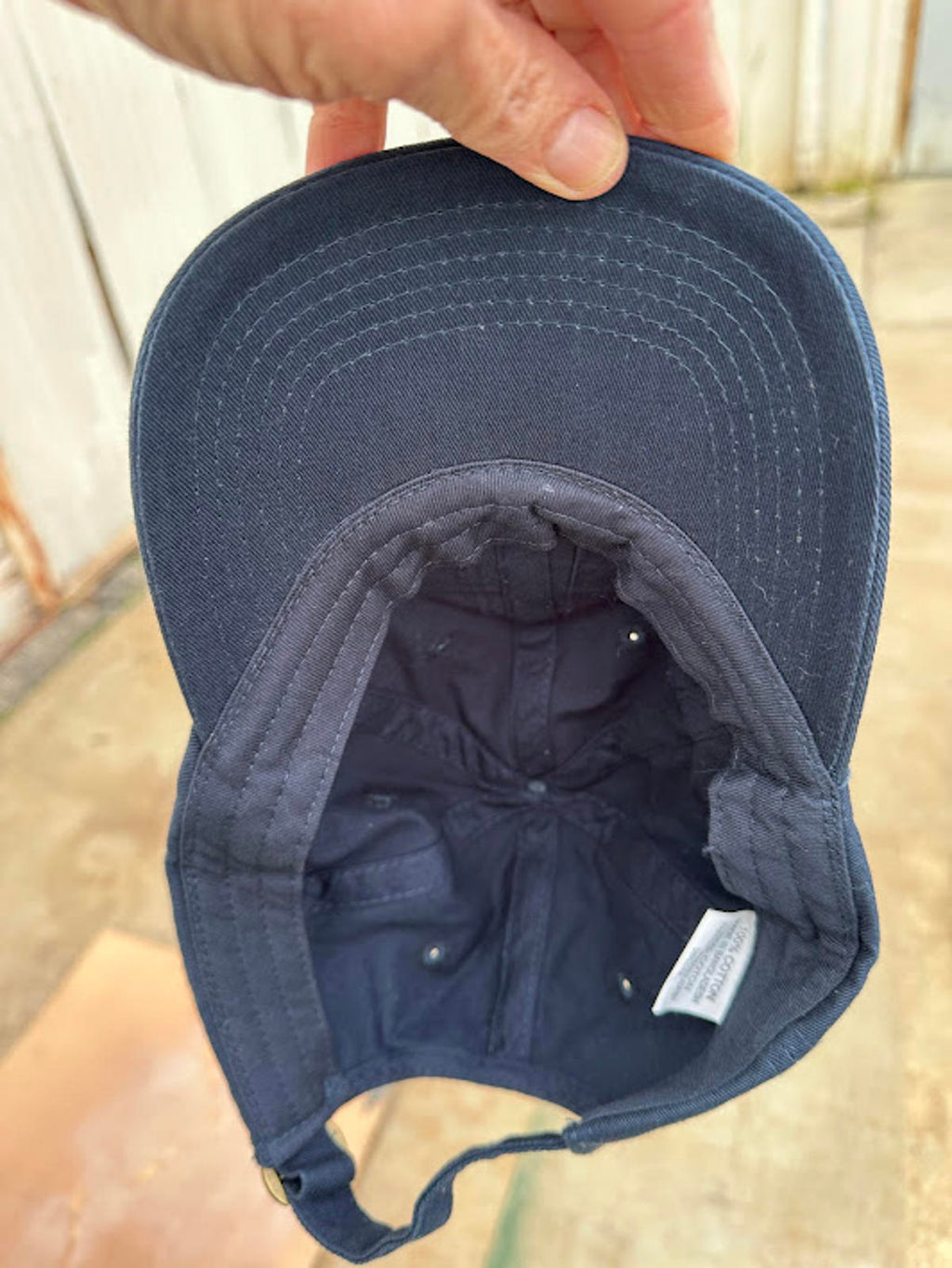 Shark Embroidered Navy Strapback Hat Cotton