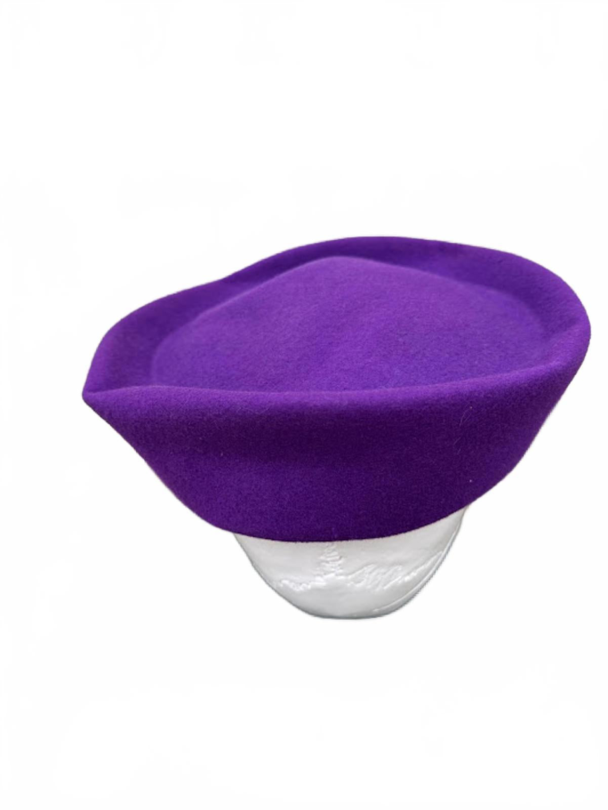Vintage Purple Wool Beret Hat 100% Wool