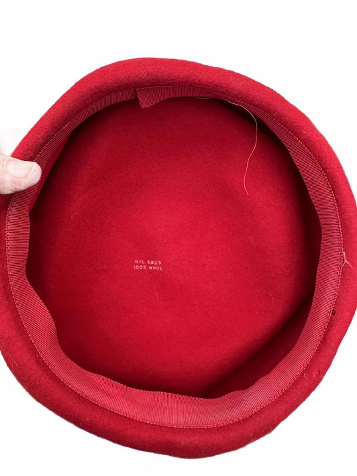 Vintage Red Wool Beret 100% Wool Hat